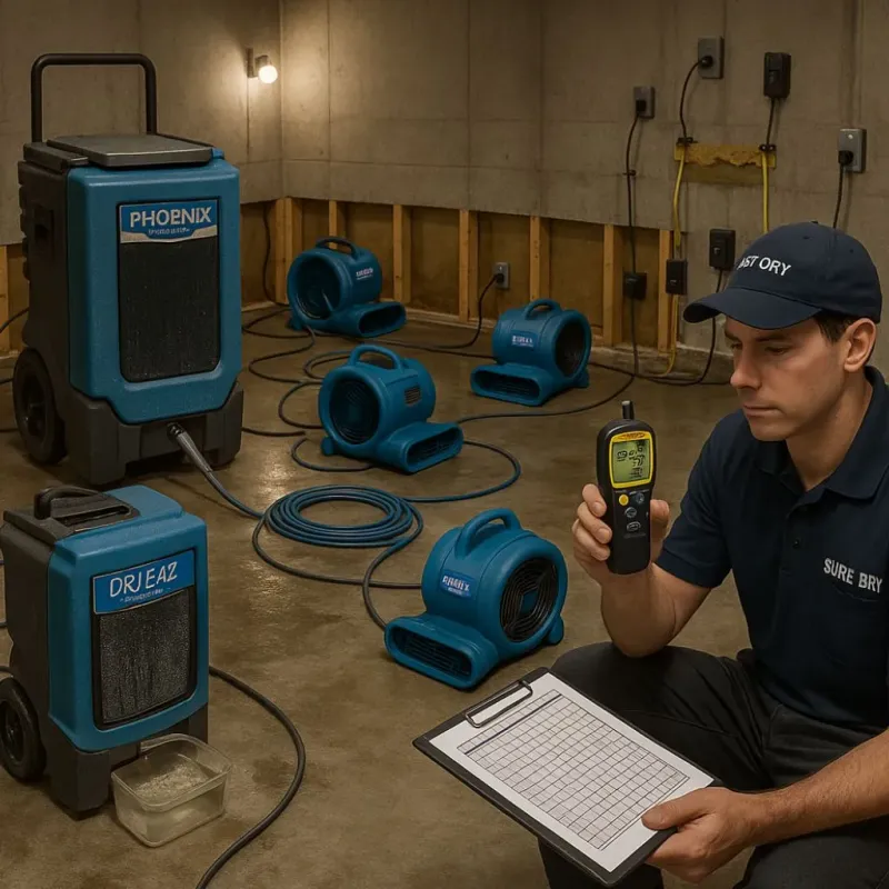 Structural Drying and Dehumidification process in Cottonwood, AZ